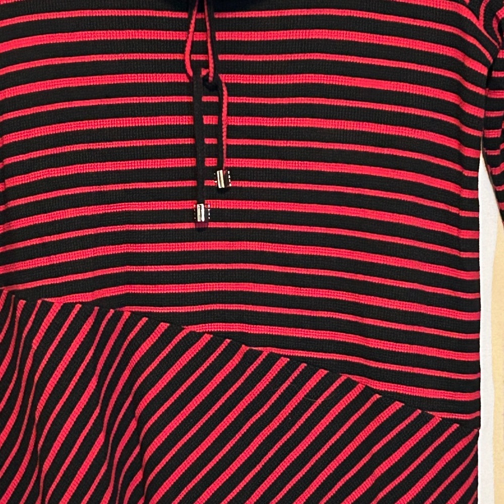 Chicos Zenergy Red Cowl Neck Sweater Striped Long Sleeve Tunic Size 8 Medium - Picture 7 of 9
